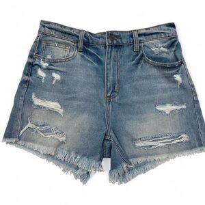 Women's Cello Light Wash Denim Shorts Size Medium Distressed Frayed‎ Hem